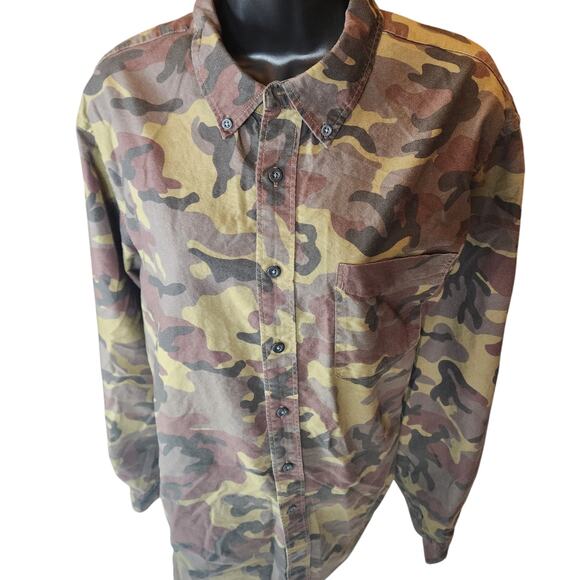 GAP Modern Oxford Shirt Womens XL Camo Long Sleeve Tapered Fit Camouflage Button - Picture 5 of 10